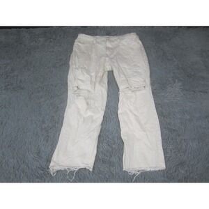Universal Thread Vintage Straight Jeans Womens 14R White Distressed High Rise